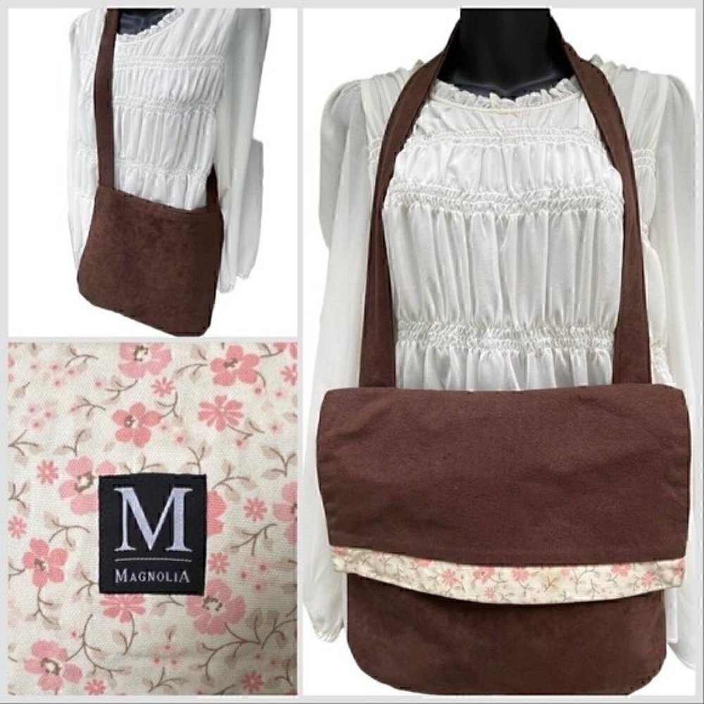 Magnolia Brown Crossbody Flap Over Shoulder Bag  Pink Floral Women’s M CUTE BOHO